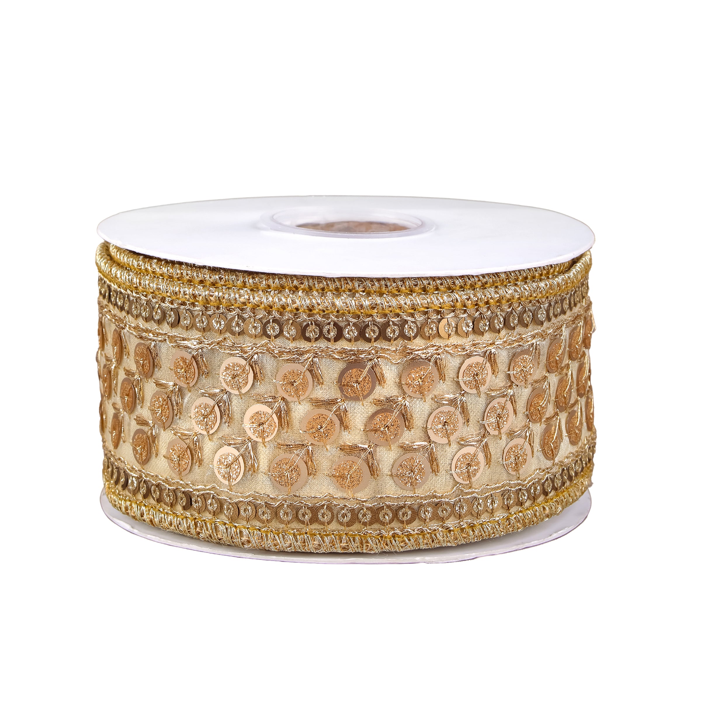 2.5 in. HGTV Home Collection Dupioni Gold Beaded Ribbon